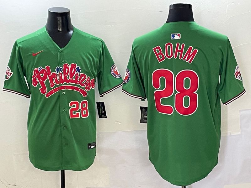 Men Philadelphia Phillies #28 Bohm Green Fourth generation Joint Name Nike 2025 MLB Jersey style 5
